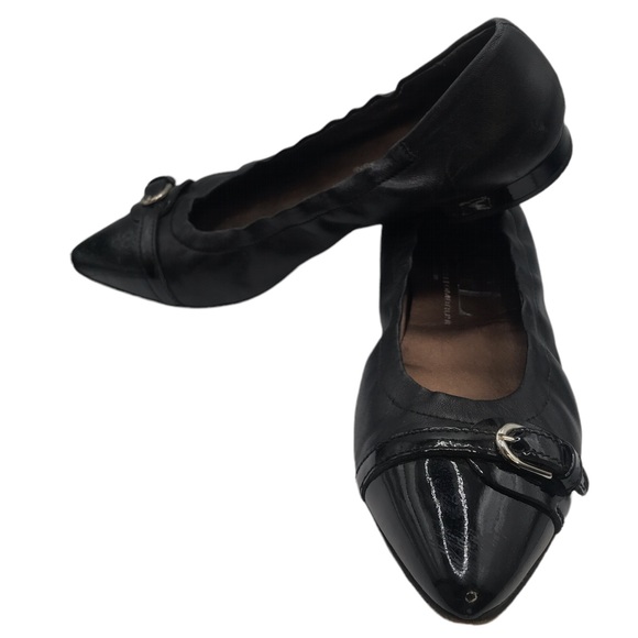 Attilio Giusti Leombruni AGL BLACK PATENT LEATHER Pointed-T Ballet Flats Size 38 - Picture 4 of 12